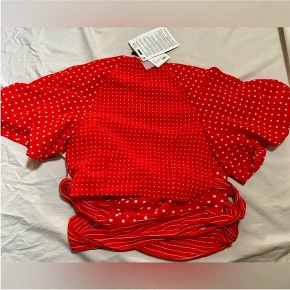 NWT Zimmermann 100% Silk Red Polka Dot Wrap Top | US Size 2P - Picture 4 of 9